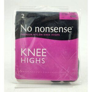 No Nonsense 2 Pairs Sheer Toe Knee Highs Nylon Off Black Style M46 One‎ Size